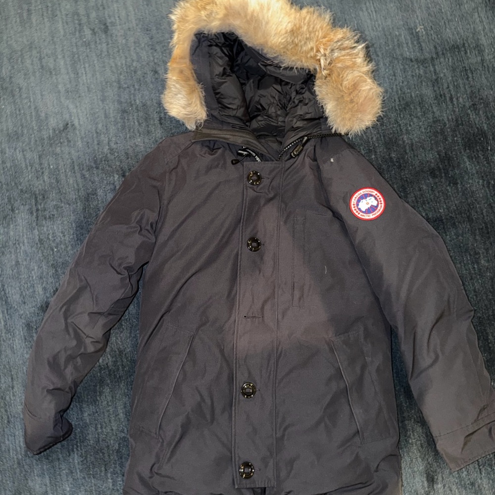 Navy Canada Goose Parka Jacket with Fur Hood